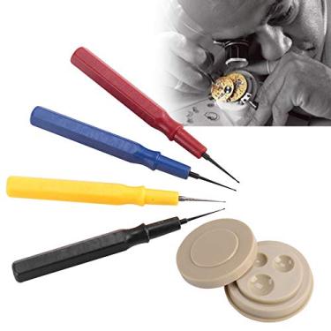 Imagem de Kit de reparo de relógios de plástico 4 Oilers, conjunto de óleos de relógio de plástico profissional, tamanho diferente para todos os relógios e relógios de bolso, pequena caneta leve portátil com copo de óleo, ferramenta de reparo fácil de usar