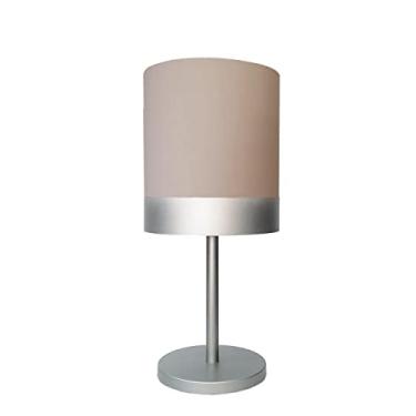 Imagem de Abajur Quarto Alumínio Cor Prata Cúpula Cáqui 20X43