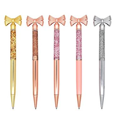 Imagem de Gullor Pacote com 5 canetas esferográficas de arco pequeno de metal com tinta preta, multicolorido A