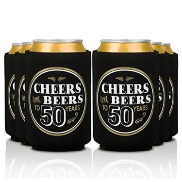 Imagem de Prazoli aplausos e cervejas a 50 anos de aniversário pode Coolers - 50 decorações do aniversário para homens | Black & partido da cerveja ouro Coolers para Partes Perfeito Neoprene Bebida mangas Set (12 Pack)