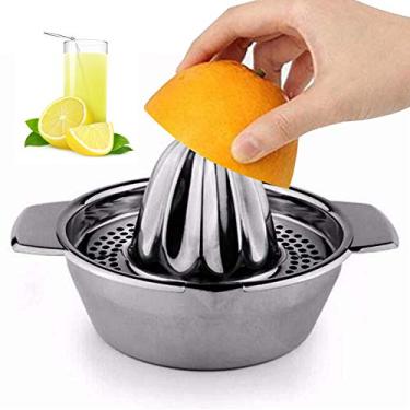 Imagem de Wingwa Espremedor de limão de aço inoxidável, espremedor de frutas cítricas, ferramenta de espremer suco de laranja com recipiente de armazenamento