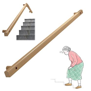 Imagem de LSMKKA Corrimão de escada suave 1 2 3 3,2 4 M, barra de apoio para deficientes de madeira ao ar livre interna montada na parede, tubo de apoio de braço de segurança com deficiência para idosos com suportes (tamanho: 107 cm (1 seção))