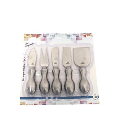 Imagem de Jogo De Cortadores Facas Para Queijo 5 Peças Aço Inox