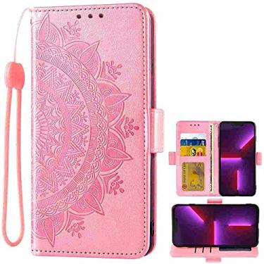 Imagem de DIIGON Capa de telefone Folio carteira para LG K51, capa fina de couro PU premium para LG K51, 1 compartimento para moldura de foto, amigável, rosa