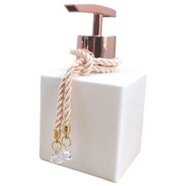 Imagem de Dispenser Porta Sabonete Líquido Frasco Porta Álcool Gel e Hidratante - Branco e RosêGold-Luiggi Presentes®