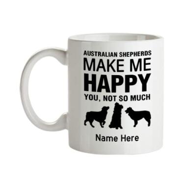 Imagem de Caneca de pastor australiano personalizada, caneca de café de pastor australiano, pastores australianos me fazem feliz, presentes de pastor australiano