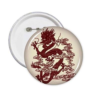 Imagem de Broche de retrato de animal dragão chinês com emblema de botão para decoração 5 peças