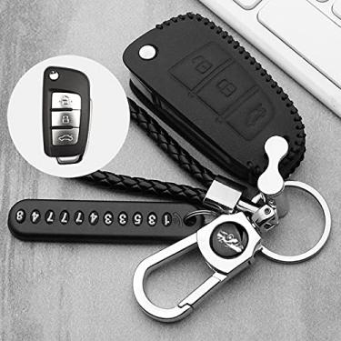 Imagem de YJADHU Capa de chave de carro, apto para Geely Atlas SUV Boyue borui Coolray Emgrand NL3 EX7 X7 EC7 GX7 EC715 RV EC718 GT GE SC6 GC9,E, preto