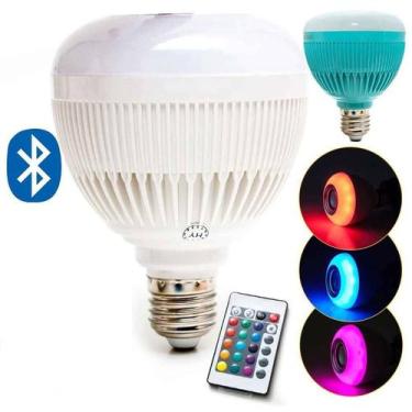 Imagem de Lampada Musical Caixa De Som Bluetooth Led Rgb Com Controle - Lua Tek