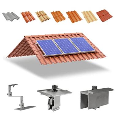 Imagem de Kit Estrutura Suporte Fixador Para 03 Placas Painel Solar Alumínio e Inox Telha Cerâmica e Cimento | Perfil Master