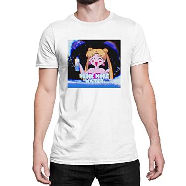Imagem de Camiseta Anime Algodão Sailor Moon Vaporwave T-Shirt Cor:Branco;Tamanho:P