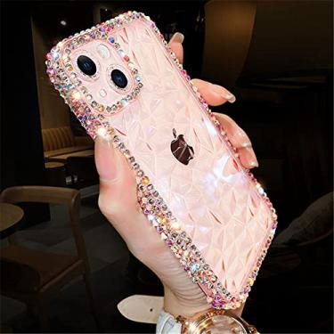 Imagem de Capa de telefone macia transparente com glitter brilhante e diamante para iPhone 14 13 12 Pro Max 11 XS XR 7 8 Plus SE 3 Capa de silicone transparente, rosa, para iPhone 14 ProMax