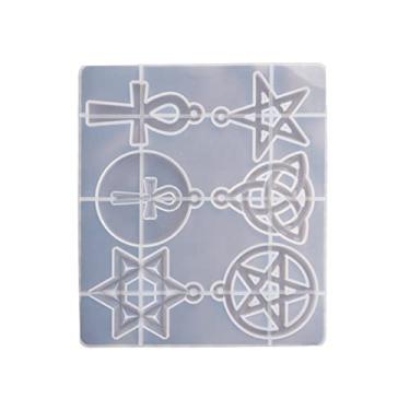 Imagem de Molde de silicone para fabricação de pingente de resina pentagrama hexagrama molde de fundição epóxi pingentes pentagrama pingente molde de silicone