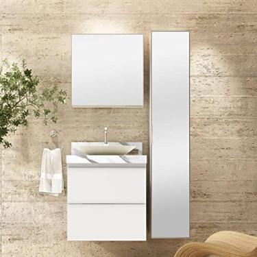 Imagem de Conjunto para Banheiro 1 Espelheira 1 Lavatório 1 Gabinete 1 Armário Vertical Blu Lavatórios Bumi Calacata/branco