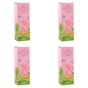 Imagem de Deo Colônia Perfume Infantil Cheirinho De Bebê Rosa 750ml (Kit Com 4 U
