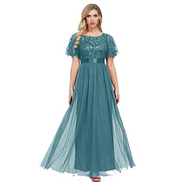 Imagem de Vestido longo feminino, vestido de dama de honra, plus size, rodado, festa, formal, madrinha, vestido maxi