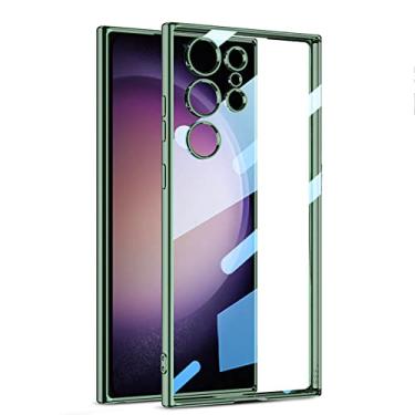 Imagem de Capa para Samsung Galaxy S23/S23 Plus/S23 Ultra, capa à prova de choque com capa protetora de câmera transparente anti-Yollowing à prova de poeira, verde, S23 Ultra