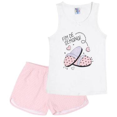 Imagem de Pijama Branco - Primeiros Passos - Menina - Meia Malha 46500-3 - Pulla