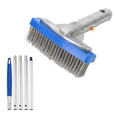 Imagem de Escova de piscina de aço inoxidável para spa, lagoa, chão, ferramenta de limpeza de parede, cerdas de arame, escovas de esfregão resistentes para banheiro, cozinha, limpeza de azulejos, prata, 12,7 cm