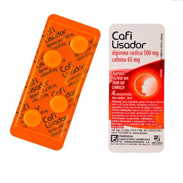 Imagem de Cafilisador Dipirona Sódica 500mg + Cafeína 65mg 4 comprimidos 4 Comprimidos