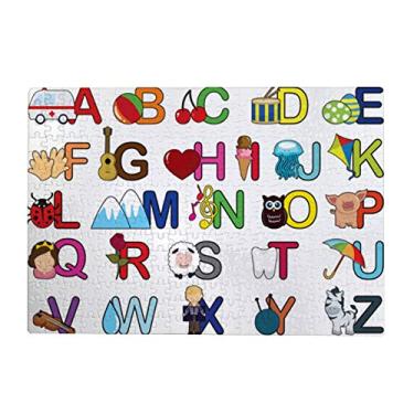 Imagem de Top Carpenter Quebra-cabeças de madeira 300/500/1000 peças de letras do alfabeto educativas jogos de quebra-cabeça intelectual para adultos e crianças