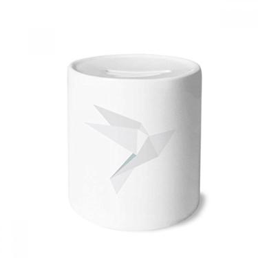 Imagem de DIYthinker Origami branco padrão de pombo abstrato caixa de dinheiro caixa de cerâmica porta-moedas presente de cofrinho
