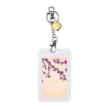 Imagem de Japan Pink Black Sakura Art Badge protetor de cartão de crédito amarelo sino
