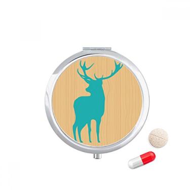 Imagem de Caixa de comprimidos de grão de madeira azul veado com compartimento para armazenamento de medicamentos