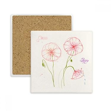 Imagem de Porta-copos com pintura branca de flores, porta-copos quadrado, suporte de subplaca, pedra isolante