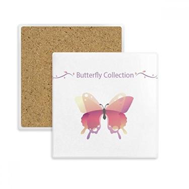 Imagem de Porta-copos quadrado Pink Butterfly Collection Tapete de copo para caneca subplaca suporte de pedra isolante