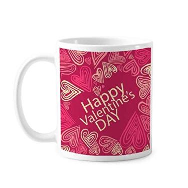 Imagem de Caneca de cerâmica para café e porcelana Happy Valentine's Day rosa coração