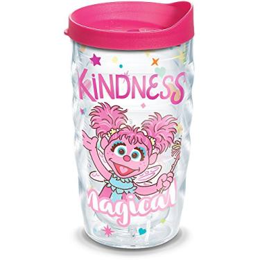 Imagem de Tervis Copo de viagem Sesame Street feito nos EUA com isolamento térmico mantém as bebidas frias e quentes, 290 ml ondulado, Abby Cadabby Kindness