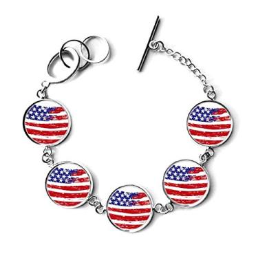 Imagem de DIYthinker Pulseira bracelete bracelete com bandeira dos Estados Unidos Bend Stars and Stripes