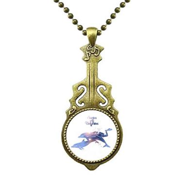 Imagem de DIYthinker Colar de natação com golfinhos ilustrado com pingente de música de guitarra antiga