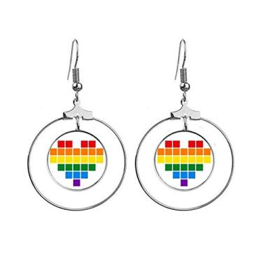 Imagem de Arco-íris Gay Lésbica Pequena Caixa Coração LGBT Brincos Pendentes Joias Círculo Gota