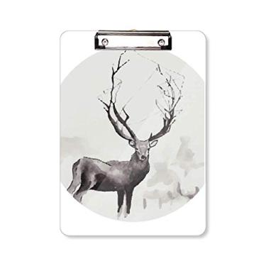 Imagem de Rena Natal efeito artístico aquarela prancheta pasta bloco de notas placa de apoio A4