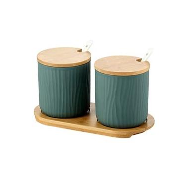 Imagem de Conjunto de frascos de cerâmica Nordic para temperos de saleiro e pimenta para cozinha