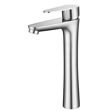 Imagem de Torneira misturadora para pia de banheiro, torneira para misturador de banheiro, torneira moderna de pia de banheiro com orifício único, torneira misturadora de aço inoxidável cromado