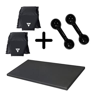 Imagem de Kit Colchonete + Par de Caneleira 2kg Profissional + Par de Halter emborrachado 2kg