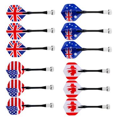 Imagem de MagiDeal 6 a 12 peças de dardos magnéticos para quadro de dardos magnético (bandeira nacional), 12pcs Mixed