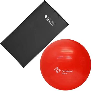 Imagem de Kit Colchonete Academia + Bola Suíça Pilates e Ginástica 55cm Fitness