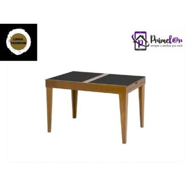 Imagem de Mesa De Jantar Extensível 1.20 a 1.80 Com Vidro Pés Madeira Gênova