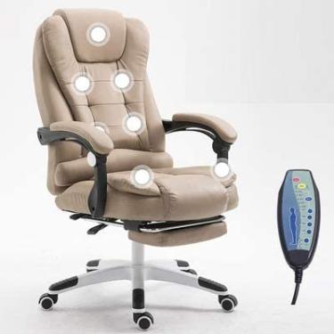 Imagem de Cadeira De Massagem Para Escritório, Cadeira Executiva Com Encosto Alto, Poltrona Para Casa Com Apoio Para Os Pés, Cadeira Reclinável Para Massagem Vibratória,Marrom,Hilarious123