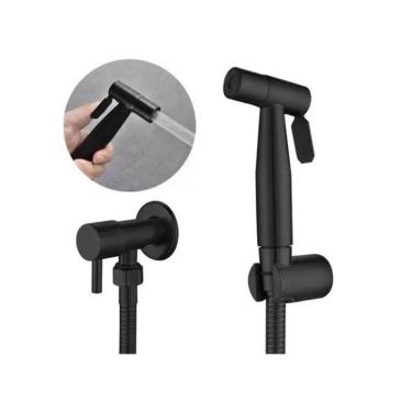 Imagem de Ducha Higiênica Preta 1/4 Volta Luxo Gatilho Inoxidável 304