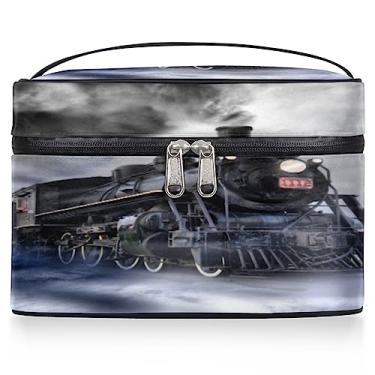 Imagem de Bolsa cosmética feminina de trem a vapor grande bolsa de maquiagem de viagem bolsa de maquiagem de trens bolsa de maquiagem portátil caixa com zíper bolsa de higiene pessoal, Conforme