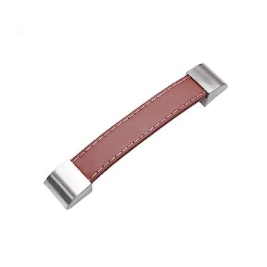 Imagem de Armário de liga de zinco feito à mão com cabo de couro estilo porta macia gaveta armário de cozinha ferragens de guarda-roupa, vermelho, 128