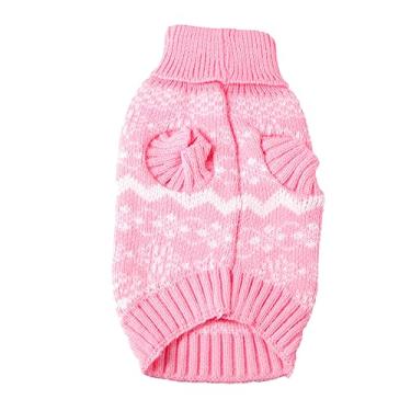 Imagem de Abaodam roupas de cachorro de malha suéter de roupas dia das Bruxas suéter rosa suéter gola alta roupas de inverno para animais de estimação alce roupa para cachorro casaco de inverno