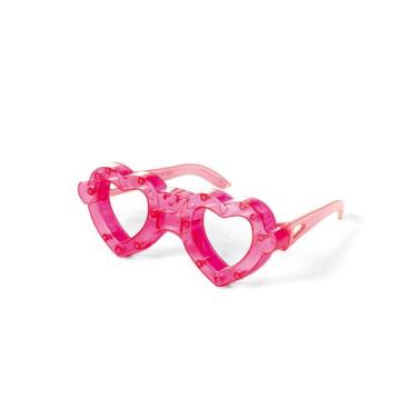 Imagem de Óculos Acessório Carnaval Com Luz Led Coração Rosa Pink - Cromus