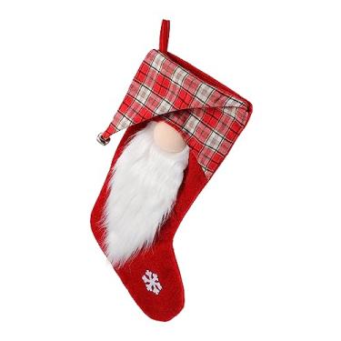 Imagem de OFFSCH 1Pc Meias De Natal Lareira Pendurado Estoque Santa Gnome Meia De Natal Sueco Meias De Natal Deleite De Natal Sacos De Presente Meias De Férias Meias De Doces De Poliéster Para