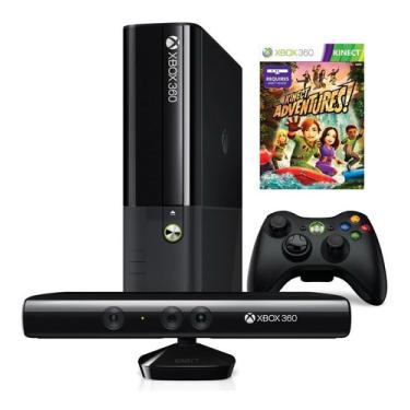 Imagem de Console De Videogames Microsoft Xbox 360 E 250gb Kinect Bundle + Kinect Adventures Wi-fi Preto Microsoft Xbox 360 Slim 4GB Preto